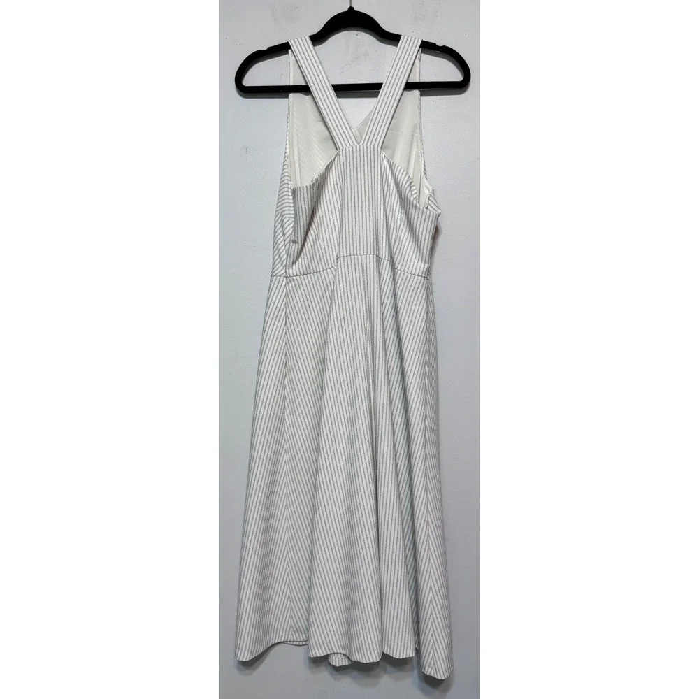 Timeless Minimalist Striped Midi Dress Size 10 Coastal Grandmother Clean Girl - Picture 6 of 7